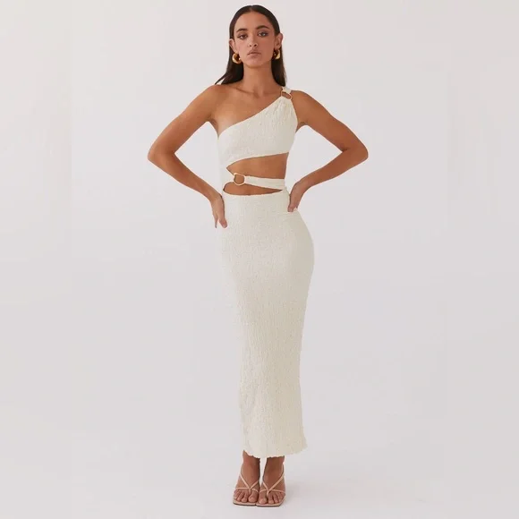 Peppermayo | Dresses | Peppermayo Cream Ribbed One Shoulder Bodycon Dress |  Poshmark